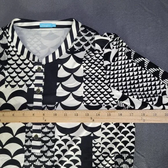 J. McLaughlin Womens SZ M Catalina Cloth Geometric Print Black White Tunic Top - Picture 7 of 9